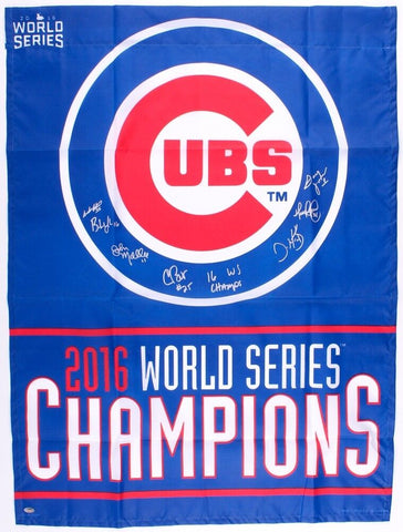 2016 Cubs Coaching Staff 27.5" x 36.75" World Series Flag Signed by (7) Schwartz
