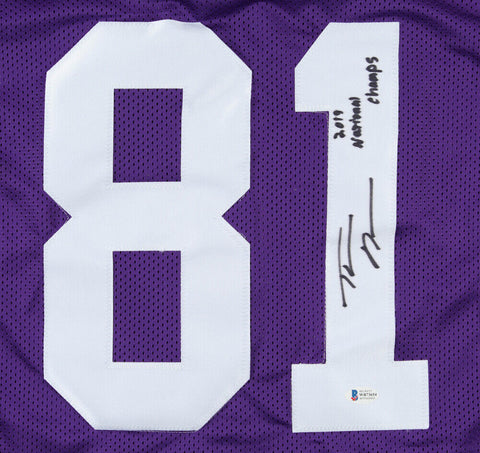 Thaddeus Moss Signed LSU Jersey Inscribed "2019 National Champs" (Beckett Holo)