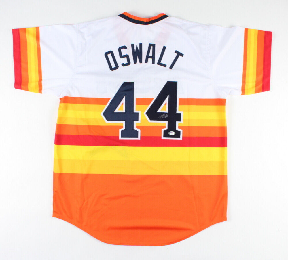 Roy Oswalt Signed Houston Astros Rainbow Throwback Jersey (PSA
