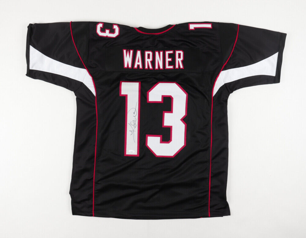 Kurt Warner Signed Arizona Cardinals Black Jersey (JSA COA) Super