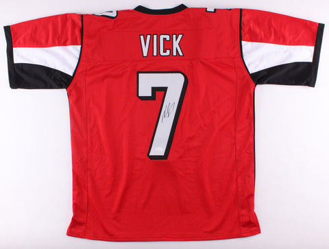 Michael Vick Signed Atlanta Falcons Red Jersey (JSA COA) 4×Pro Bowl Q.B.