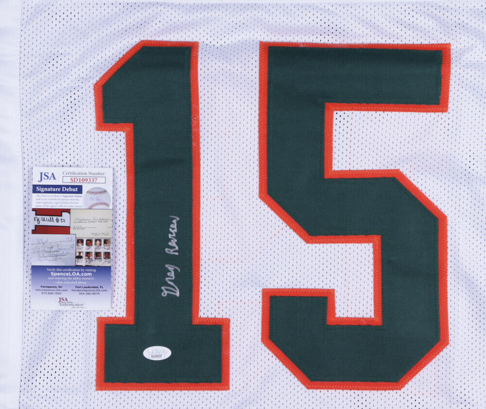 Press Pass Collectibles Miami Greg Rousseau Authentic Signed Green Pro Style Jersey Autographed JSA Wit