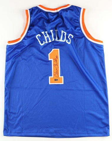 Chris Childs Signed Knicks Blue Jersey (Steiner) New York Guard 1994–2001