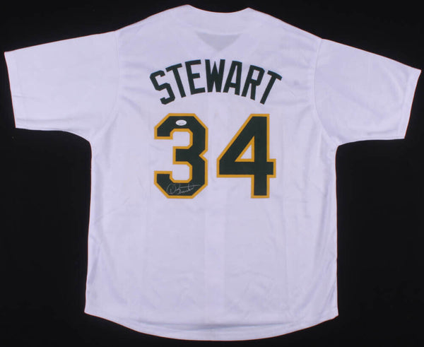 Dave Stewart Signed Oakland Athletics Gray Jersey (JSA COA) 3xWorld Se –