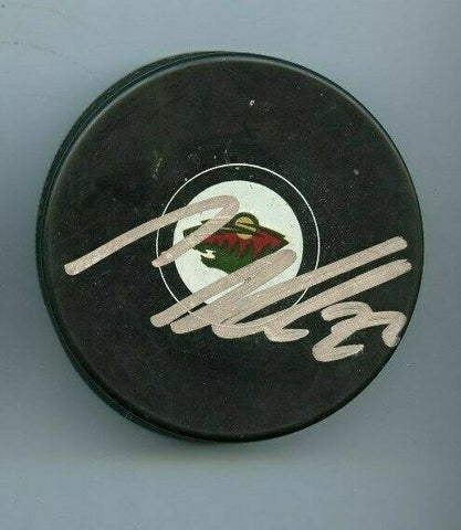 Nino Niederreiter Signed Minnesota Wild Logo Hockey Puck (JSA COA)