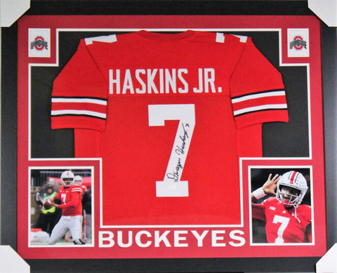 Dwayne Haskins Signed Ohio State Buckeye 35x43 Framed Jersey / JSA COA Died 2022
