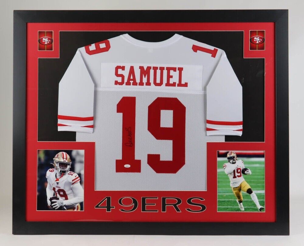Deebo Samuel Signed San Francisco 49ers 35x43 Framed Jersey (JSA) Pro –