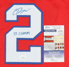Custom jersey, everything sewn on, size XL. Hand-signed and inscribed by Christi
