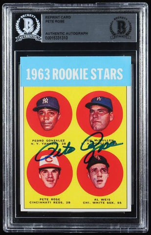 1963 Topps Hand Signed Pete Rose Rookie Reprint Card (Beckett Encapsulated)