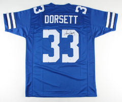 Tony Dorsett Signed Dallas Cowboys Royal Blue Jersey (Beckett COA) 4×Pro Bowl RB