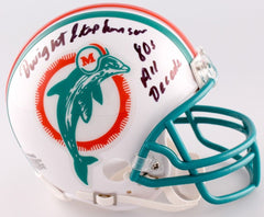 Dwight Stephenson Signed Dolphins Throwback Mini Helmet Inscirbed 80s All Decade
