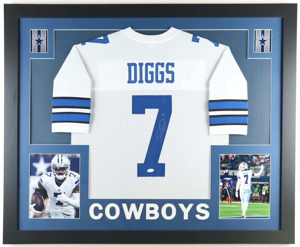 Trevon Diggs Signed Dallas Cowboys Photo Jersey (JSA COA) 2020 2nd Rou –