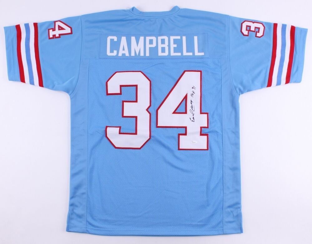 Earl Campbell Signed Houston Oilers Jersey Inscribed "HOF 91" (JSA Hologram) R.B