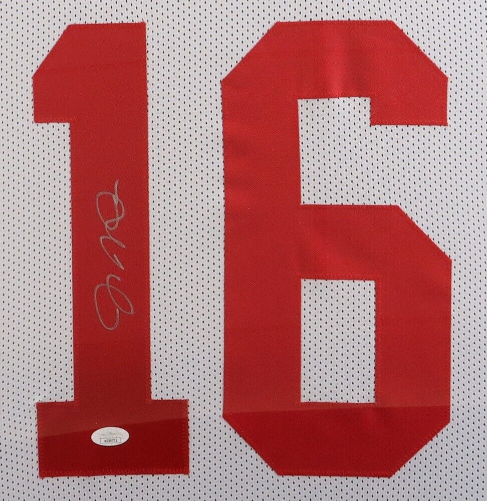 Joe Montana Signed San Francisco 49ers 35x43 Framed Jersey (JSA