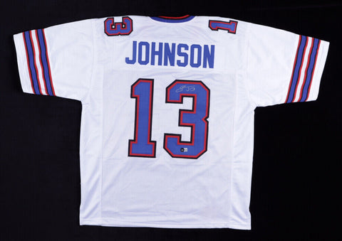 Stevie Johnson Signed Bills White Home Jersey (Beckett COA) Buffalo WR 2008–2016
