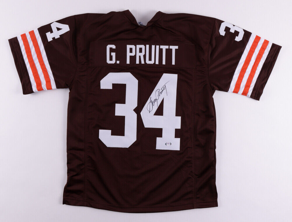 Ohio Sports Group Greg Pruitt Cleveland Browns Autographed White Custom Jersey w/ 5X Pro Bowl Inscription - Beckett Authentic