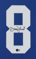 Daniel Jones Signed New York Giants 35" x 43" Framed Blue Jersey (JSA Hologram)