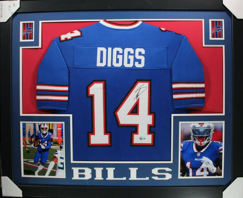 Stefon Diggs Signed 35x43 Framed Buffalo Bills Double Matted Jersey (Beckett) WR