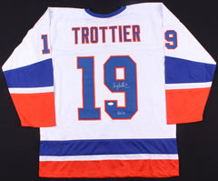 Bryan Trottier Signed New York Islanders White Jersey Inscribed "HOF '97" (JSA)