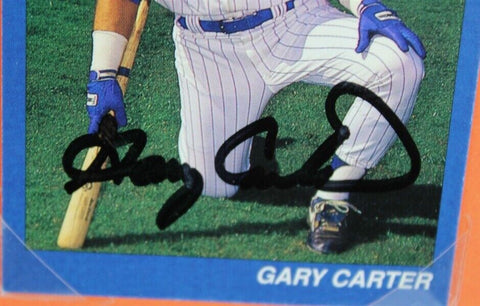 Gary Carter Signed New York Mets Auto Card in 14x18 Photo Matted Display JSA COA