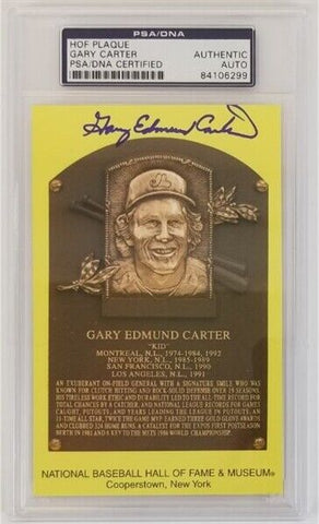 Gary Edmund Carter Signed Hall of Fame Plaque Postcard (PSA/DNA) Mets / Expos