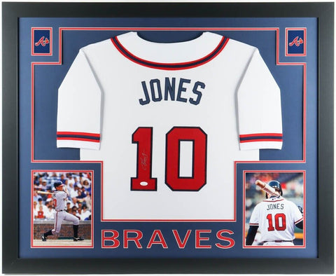Chipper Jones Autographed and Framed White Jersey