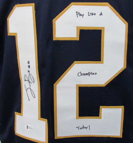 Ian Book Signed Notre Dame Jersey "Play Like A Champion Today!" (Beckett COA) QB