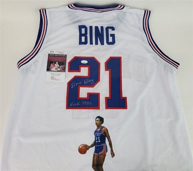 Dave Bing Signed Detroit Piston Jersey Inscribed HOF 1990 (JSA COA) 7xAll Star