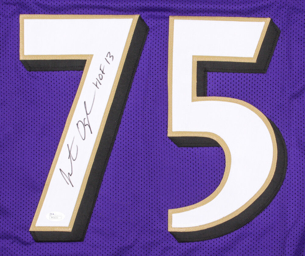 Jonathan Ogden Signed Baltimore Ravens Jersey Inscribed 'HOF 13