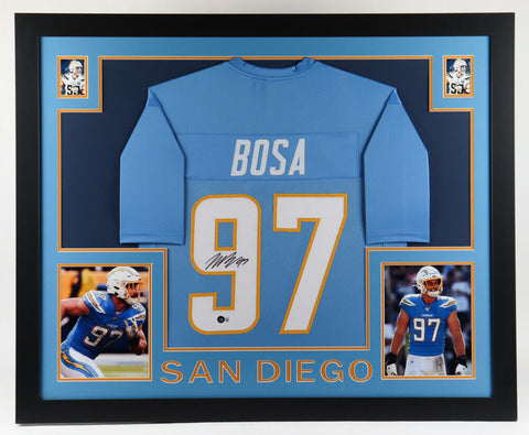 Joey Bosa Signed San Diego Chargers 35x43 Framed Jersey (Beckett Hologram)  L.B.