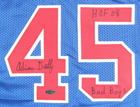 Adrian Dantley Signed Detroit Pistons Jersey Inscribed "Bad Boys" & "HOF 08"
