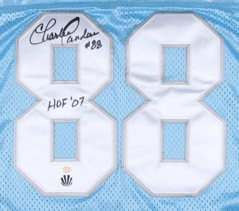 Charlie Sanders Signed Lions Jersey Inscribed "HOF 07" (Stacks of Plaques COA)