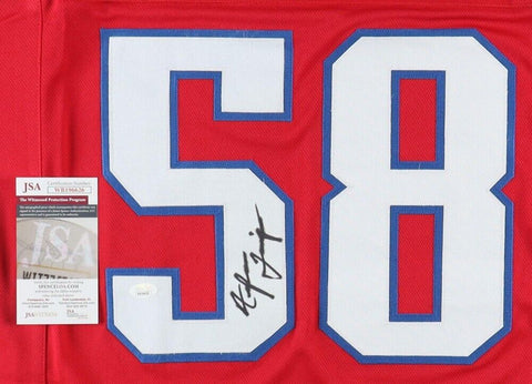 Anfernee Jennings Signed New England Patriots Red Jersey (JSA COA) Linebacker