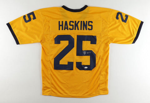 Hassan Haskins Signed Michigan Wolverines Throwback Jersey (JSA Holo) Senior. RB