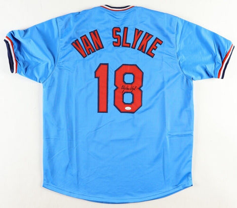 Andy Van Slyke Signed St. Louis Cardinals Throwback Jersey (JSA COA) 3×All-Star