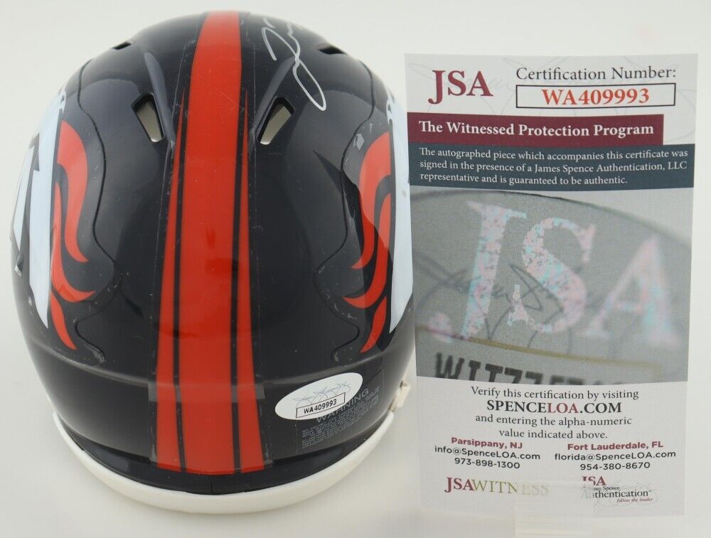 Justin Simmons Signed Denver Broncos Mini-Helmet (JSA COA) 2020 Pro Bowl D.B.