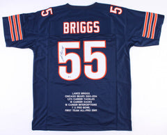 Lance Briggs Signed Chicago Bears Career Highlight Stat Jersey (Beckett COA)