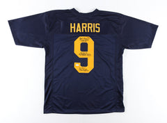 Major Harris Signed West Virginia Mountaineers Jersey Multiple Inscps (JSA Holo)