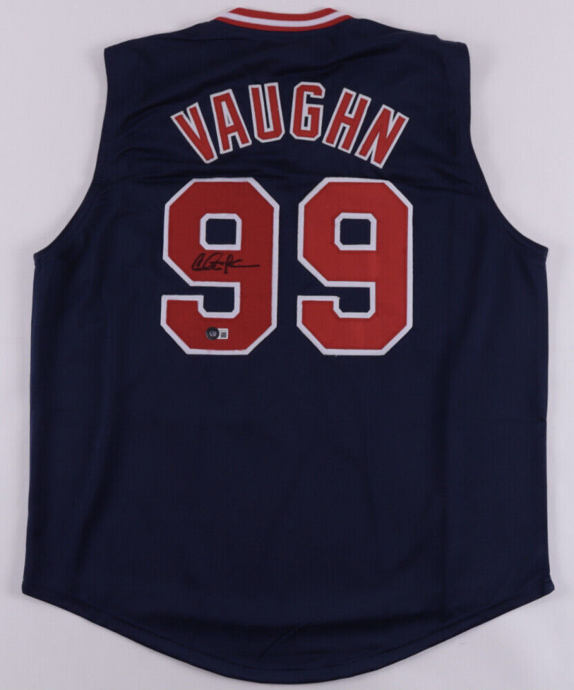 Autographed/Signed Charlie Sheen Ricky Vaughn Major League Blue