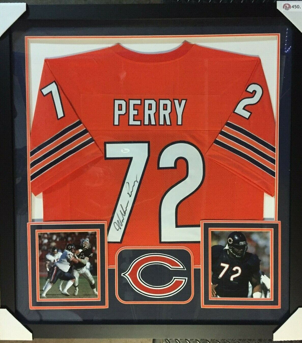 Autographed/Signed William Perry The Refrigerator Chicago White Football  Jersey JSA COA