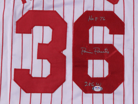 Robin Roberts Signed PHillies Jersey Inscribed "HOF 76" & "286 W" (PSA Hologram)