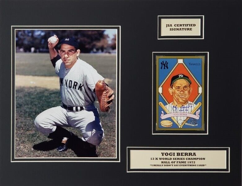 Yogi Berra Signed Yankees 14x18 Custom Matted 8x10 Photo & Signed