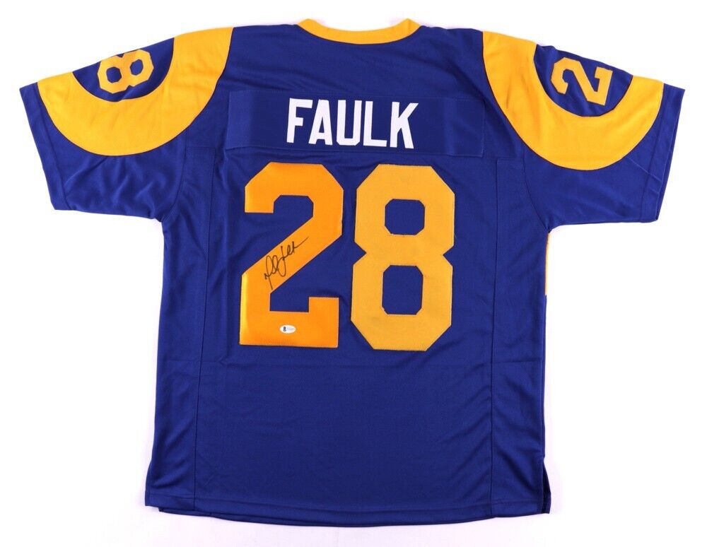 Marshall Faulk Signed Rams Jersey (Beckett) NFL Most Valuable Player (2000)