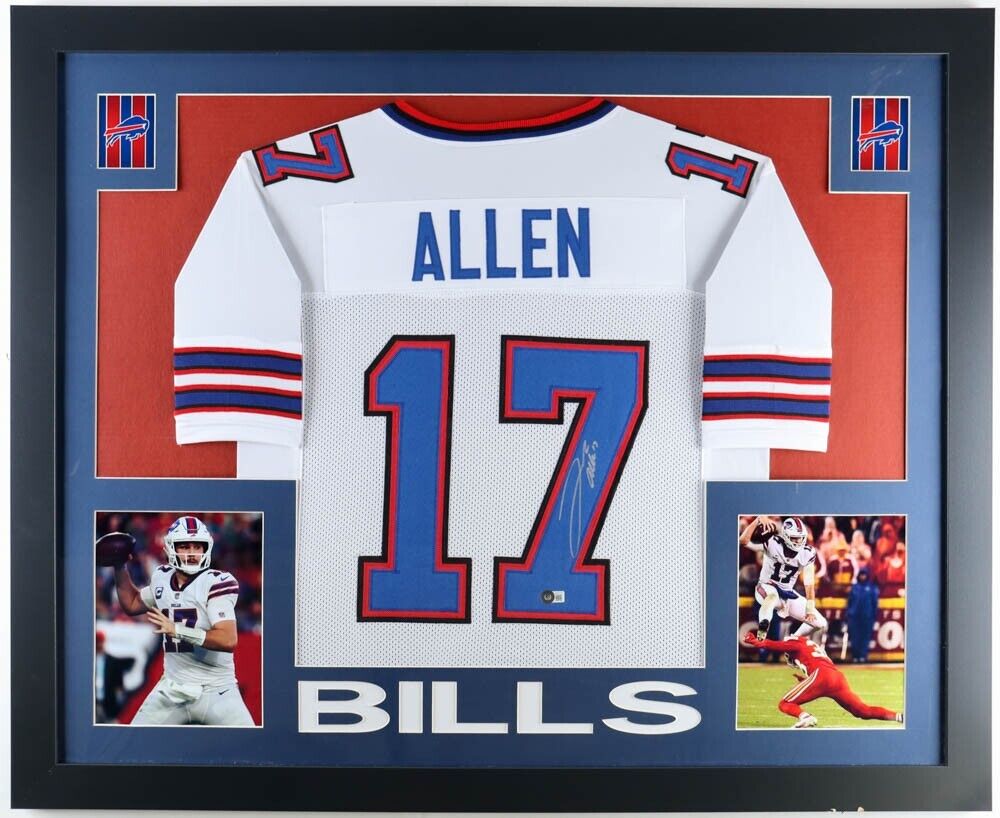Josh Allen framed autographed blue jersey
