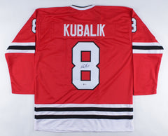Dominik Kubalik Signed Blackhawks Jersey (Beckett COA) Chicago Sophmore Center