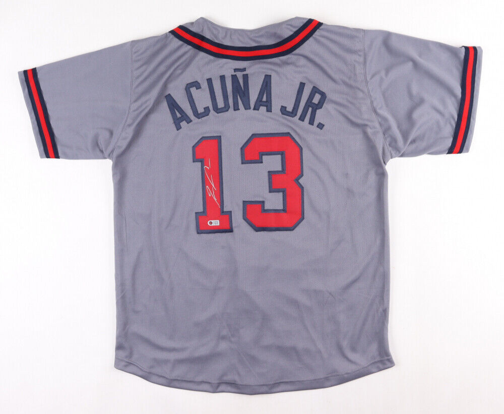 Ronald Acuna Jr. Signed Braves Jersey Inscribed MLB Debut 4-23-18