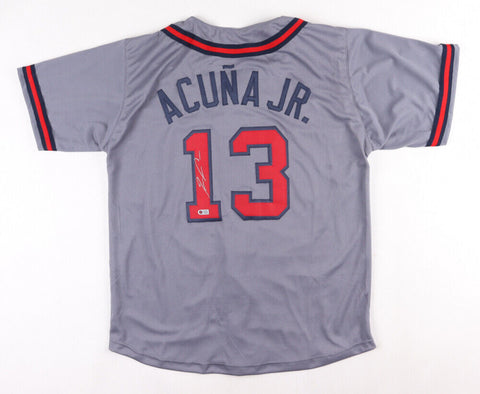 Ronald Acuna Jr Signed Atlanta Braves Jersey (USA SM) 2018 N.L. Rookie o/t Year