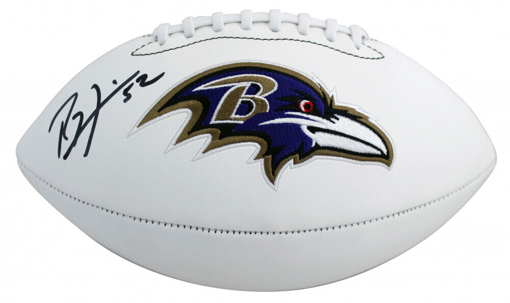 Ray Lewis Signed Baltimore Ravens Logo Football (Beckett COA) 13xPro Bowl L.B.