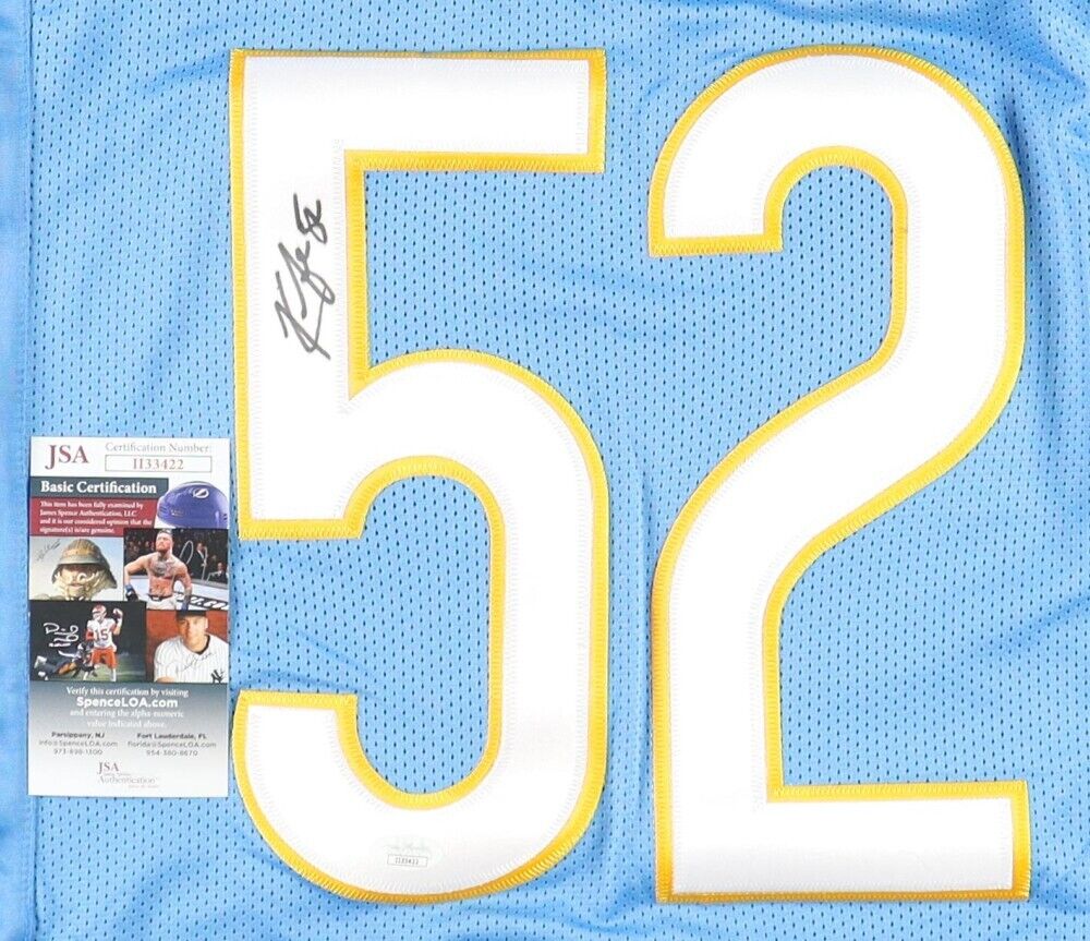 Khalil Mack Signed Los Angeles Chargers Jersey (JSA COA) 7xPro Bowl Linebacker