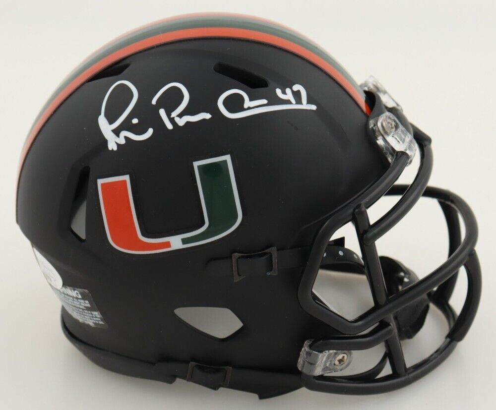 Michael 'Playmaker' Irvin Signed Miami Hurricanes Mini Helmet (JSA